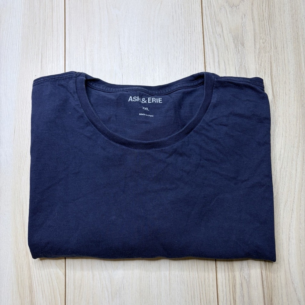Ash & Erie Mens Crew Neck T-Shirt 100% Cotton Short Sleeve Navy Blue Size XXL